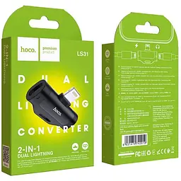 Перехідник розгалужувач аудіо Hoco Dual Lightning digital audio converter LS31 чорний адаптер - мініатюра 7