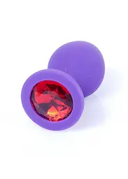 Анальна пробка - Jewellery Silicone Purple Plug M Red - мініатюра 4