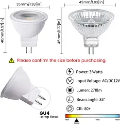 Bonlux Пакет із 6 світлодіодів 12 V 3 W GU4 Reflektor LED MR11 Spotlight Warm White 3000 K GU4 Bi-Pin 35MM 270LM Еквівалентно 25W - мініатюра 2