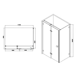 Душова кабіна Volle De la Noche 120x80 без піддону 10-40-195L-black - мініатюра 2