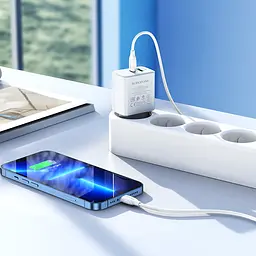 МЗП Borofone BA67A PD20W+QC3.0 (1USB-A/1C) + кабель Type-C to Lightning Білий - мініатюра 4