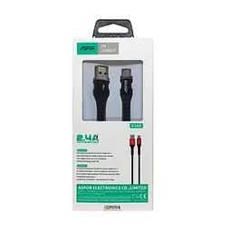 Кабель Aspor A168 USB – Type-C 2.4A/1м- чорний - мініатюра 2