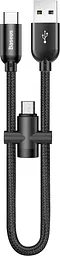 Кабель Baseus U-shaped portable data cable Type-C+MicroUSB 2.4A 0.23m black (CAMUTC-01)