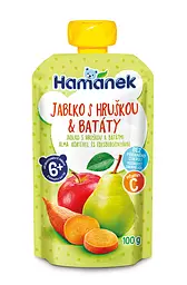 Пюре Hamanek Pouch Яблоко с грушей и бататом, 100 г