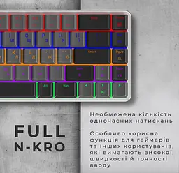 Клавіатура ігрова бездротова механічна GamePro MK-122R 2.4G Wireless Red Swich Low Profile Dark Gray - мініатюра 6