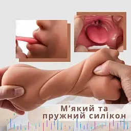 Мастурбатор I’MCUM Oral Queen 3in1 з язичком та зубками Тілесний (IM-KMQ206) - мініатюра 6