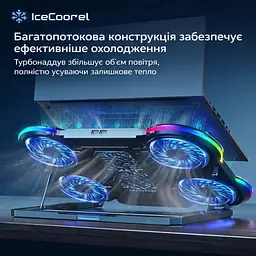 Охолоджувальна підставка для ноутбука 17 дюймів IceCoorel Q-6 6xfans RGB LCD - мініатюра 3