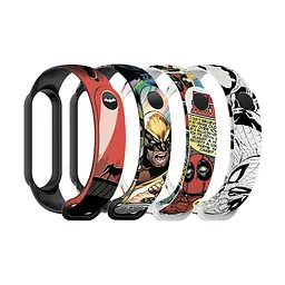 Комплект силіконових ремінців для фітнес браслетів Xiaomi Mi Band 5/6/7, Silicone, superhero, зі зручною застібкою, на фітнес трекер та смарт годинник, ArmorStandart (ARM59728)