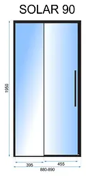 Душові двері Rea Solar black 90 REA-K6319, прозорий, чорний - мініатюра 3