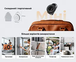 Магнітний тримач для телефона UGREEN Z1 LP1010 з магнітною основою для феромагнітних поверхонь сумісний із MagSafe з обертанням головки на 360° з регулюванням кута нахилу складаний з металевим кільцем у комплекті чорний (95371) - мініатюра 6