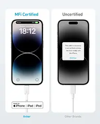 Кабель Anker 322 USB-C to Lightning - 0.9m Nylon White (6908996) - мініатюра 2