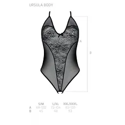 Боді з ажурним декором та відкритим кроком Passion Ursula Body black L/XL - мініатюра 5