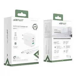 Зарядний пристрій Acefast A13 USB/2 Type-C QC PD 65W білий + кабель Type-C to Type-C - мініатюра 4