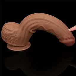 Фалоімітатор LoveToy Sliding-Skin Dual Layer Dong King Sized 31 см коричневий - мініатюра 10