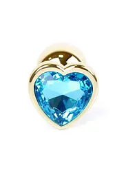 Анальна пробка - Jewellery Gold Heart Plug Light Blue - мініатюра 3