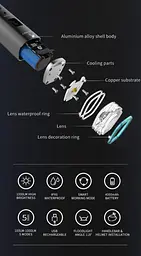 Велосипедний ліхтар (велофара) Gaciron V9M-1000 Люмен USB батарея 4000mAh (Чорний) - мініатюра 7
