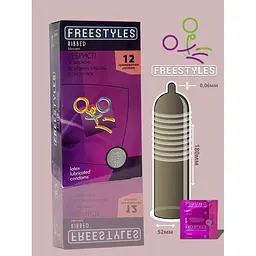 Набір презервативів Freestyles Ultra Light + Ribbed + Max Pleasure 3 упаковки х 12 шт. - мініатюра 4