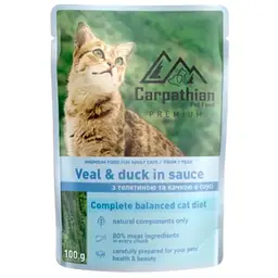 Влажный корм для кошек Carpathian Pet Food телятина с уткой в ​​соусе 100 г