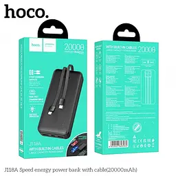 Повербанк чорний зовнішній акумулятор Power bank HOCO J118A Speed energy 20000mAh - мініатюра 3