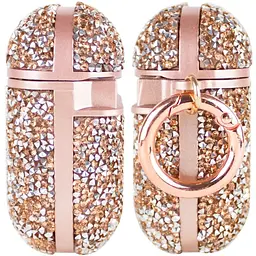 TPU чохол Bling World Rock Diamond для навушників AirPods 1/2 Рожевий - мініатюра 3