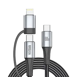 Кабель Brevia Type-C to Type-C/Lightning 60W 1,2 м, чорний box (58120BCC/LC1)