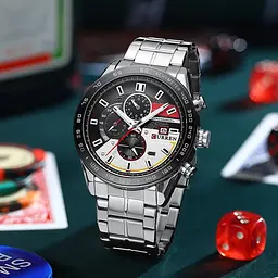 Водостійкий кварцовий годинник Curren Chronograph silver - мініатюра 4