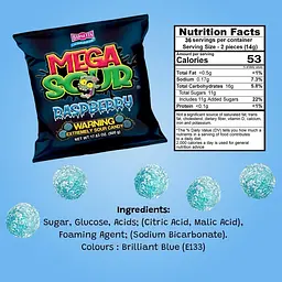 Кислі цукерки Barnetts Sweets Mega Sour Raspberry Candy 104г - мініатюра 5
