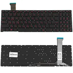 Клавіатура для ноутбука ASUS (GL752VW series) rus, black, без фрейма, підсвічування клавіш