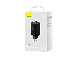 Зарядний пристрій BASEUS GaN5 Pro Fast Charger 2C+U 65 W w/Type-C to Type-C Black (CCGP120201) - мініатюра 7