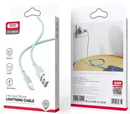 USB Кабель XO NB208 Lightning Liquid Silicone 2.4A 1.0m Зелений - мініатюра 2