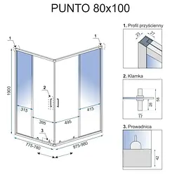 Душова кабіна Rea Punto 80x100 REA-K1889, Хром, Універсальна, прозорий - мініатюра 6