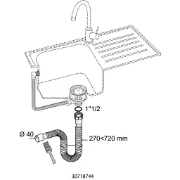 З'єднання гнучке для кухонної мийки 1½"×Ø40мм WIRQUIN (9542839) - мініатюра 2