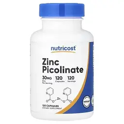 Цинк піколінат Nutricost 30 мг 120 капсул