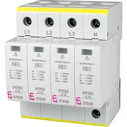 Обмежувач перенапруги ETI ETITEC C T2 275/20 (4+0) 4p (2440395)