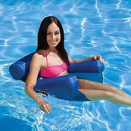 Надувний шезлонг крісло плаваючий стілець складний водний гамак пляжний матрац для плавання з ременями і підтримкою спини UKC синій - мініатюра 4