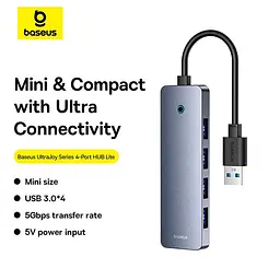 Hub адаптер Baseus UltraJoy Series 4-Port Hub Lite USB-A to USB 3.0 x 4 5 Gbps 15 cm - мініатюра 2