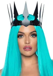 Сексуальна корона Leg Avenue Faux leather spiked crown Black з екошкіри (чорний)