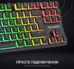 Клавіатура ігрова механічна GamePro MK-80B USB Blue switch (Clicky) RGB Black - мініатюра 8