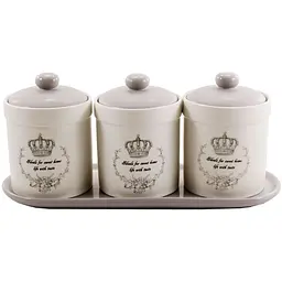 Набір керамічний Interos з 3 предметів для сипучих продуктів на підставці 500 мл (048C-CR)