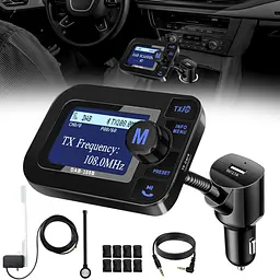 Автомобільний DAB+ Bluetooth адаптер DeepBetter з LCD дисплеєм, AUX і USB - мініатюра 1
