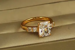 Кільце Xuping Jewelry Великий прямокутник з білим каменем р 20 золотисте - мініатюра 2