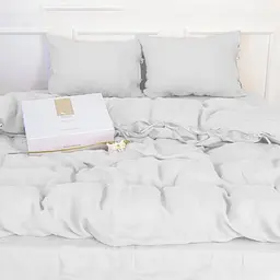 Підковдра MirSon Linen Winter flower льон 160х220 см біла (2200008249342) - мініатюра 2