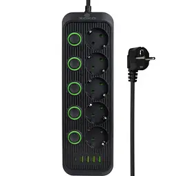 Мережевий фільтр живлення XoKo XK-SP-5-2-1-BK - мініатюра 5