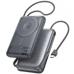Універсальна мобільна батарея Hoco Q43 Clever dual PD20W power bank with cable watch charger holder 10000mAh металево-сірий