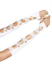 Мітенки Leg Avenue Butterfly applique arm warmers, білі