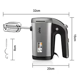 Міксер ручний RAF R.6691 з 2 змінними насадками 650W Grey-Black - мініатюра 5