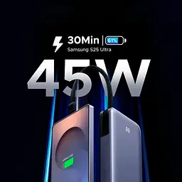 Power Bank Ugreen PB536 20000mah 45W Built-In USB-C Cable LED (55988B) Gray UA - мініатюра 4