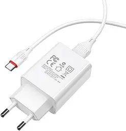 Зарядний пристрій Borofone BA21A Long jorney QC3.0 3A 18W з BX17 Type-C cable white - мініатюра 2
