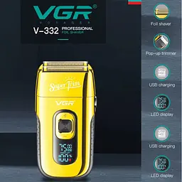 Електробритва VGR V-332, шейвер, подвійне лезо, тример для бороди, LED-дисплей, золотиста - мініатюра 7