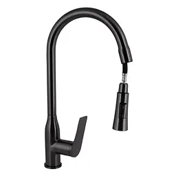 Змішувач для кухні Qtap Vlasta New з висувним виливом QTVLA344GMB45647 Gunmetal Black PVD Шліфований чорний хром - мініатюра 3